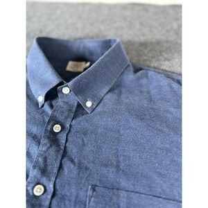 Faherty Brand Shirt Mens 2XL Solid Blue Long Sleeve Button Up  Casual